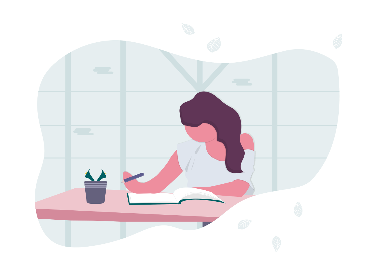 An illustration of a Student studying